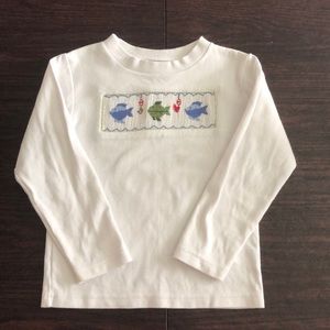 Smocked fish LS shirt